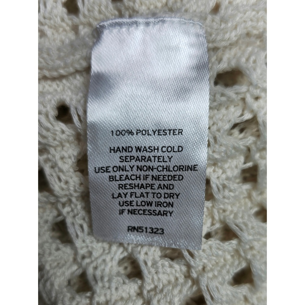 Halogen Womens Cream Open Knit Mesh Cardigan Sweater Polo Collar Size M NWT - Picture 8 of 8